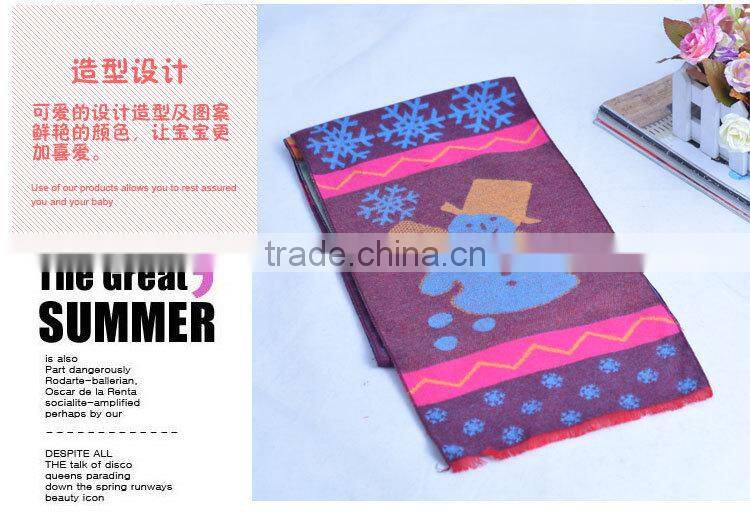 Good Quality Fashion Baby Boys Girls Snowflower and Snowman Knitted Cashmere Scarf for Christmas