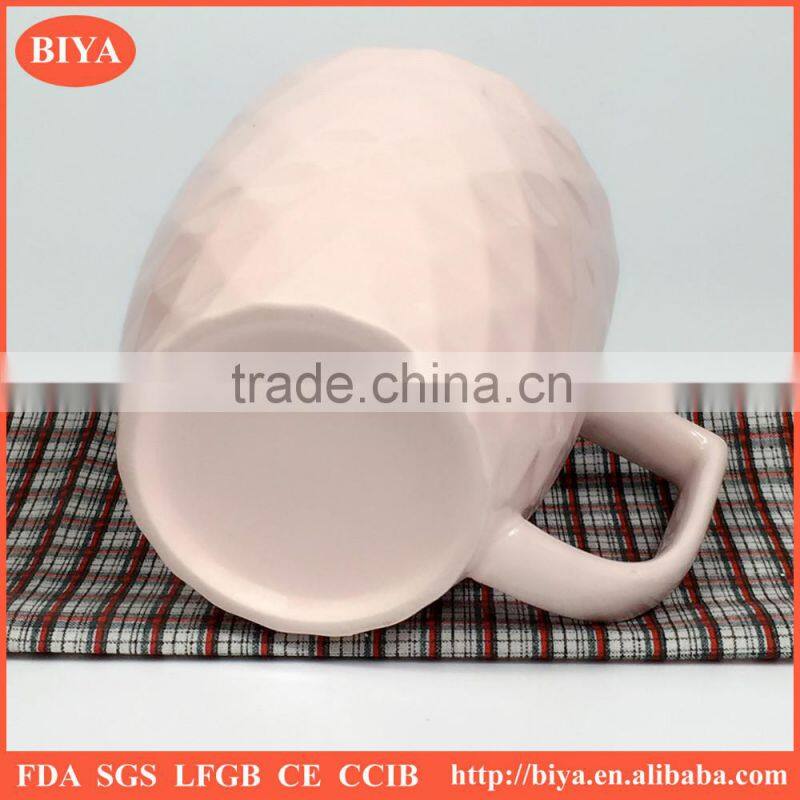 hot pink coffee mug color mud soil porcelain cup dinner ceramic mug bump carving sculpture new design with handle bringt