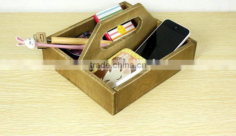 Vintage Hand Made Wood Divided Mail Organizer Box Desk Office,storage box with handles leather storage box tableware storage box