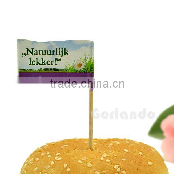 Design promotional wood national topper flag toothpick