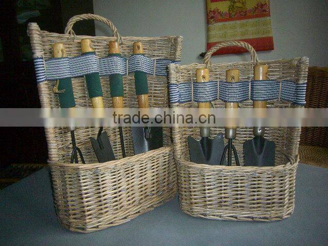 2013 new style green wicker garden tools basket for sale
