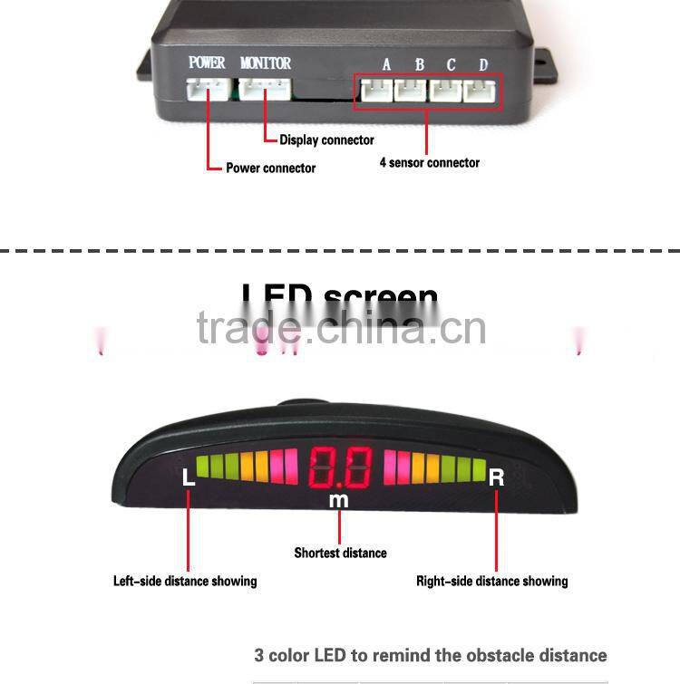 Led display parking sensor with 20 different color type waterproof ultrasonic sensor