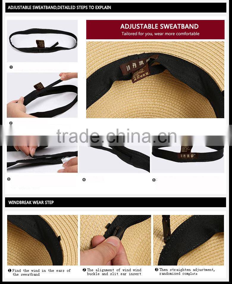 Summer Leisure straw hat With Romantic Button Bow Beach Straw Hat