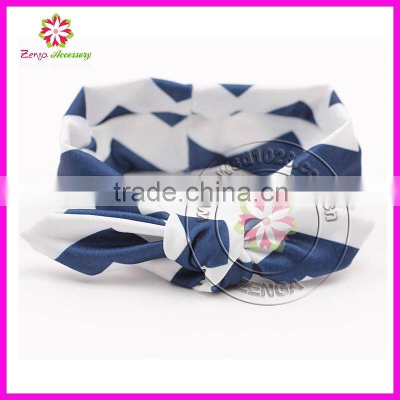 Chevron printed cat ear cotton headband, chevron cotton headband, chevron cotton elastic hairband
