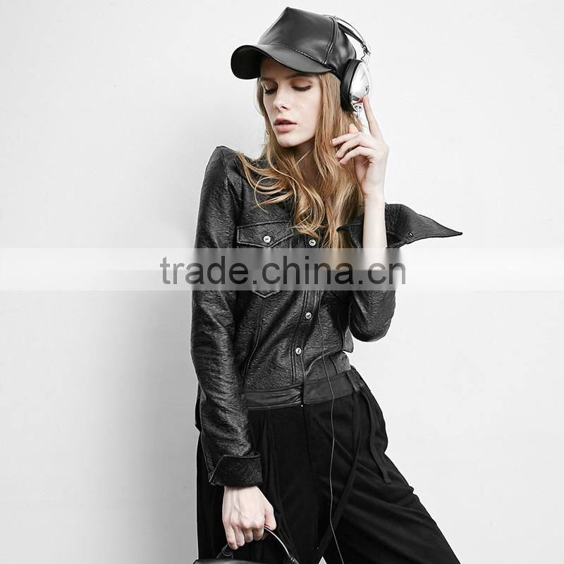 PY-158 PUNK Plus Size Skinny Shrink Leather Fashion Jacket Ladies Blouses