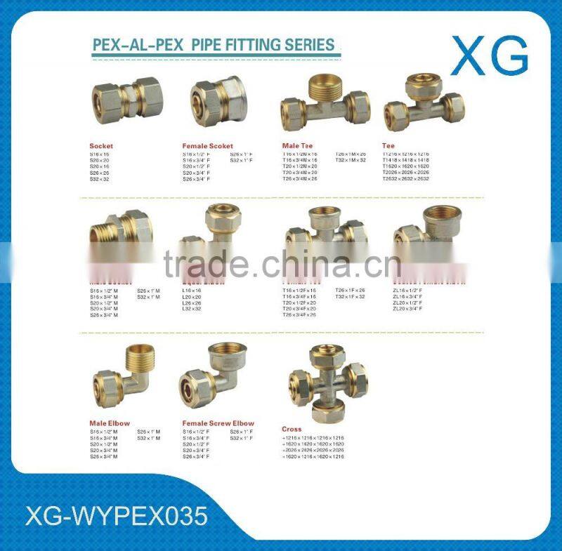 Overlap/Butt pe-al-pe pipes/underground heating pipes/brass press compression fittings tube