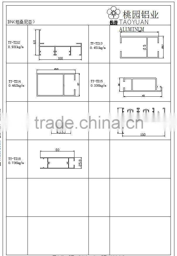 Window and Door aluminum extrusion profile for Tanzania Market