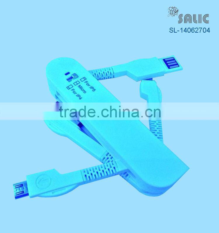 2015 Newest design swiss army knife 3 in 1 usb data cable