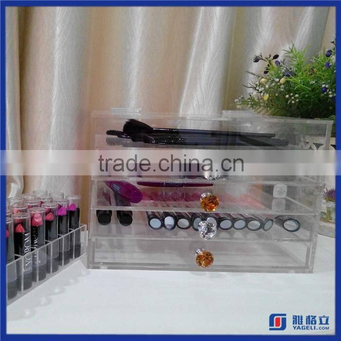 High quality customized acrylic makeup organizer with drawers / wholesale perspex plexiglass makeup display stand