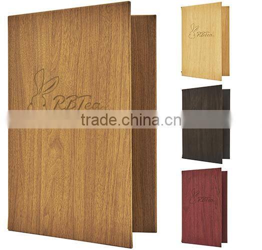 100% wooden menu cheap / restaurant menu design / genuine leather menu