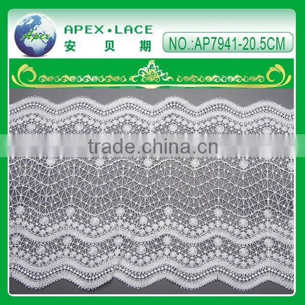 Double scalloped lace trim embroidery polyester lace trim AP7941