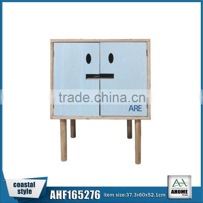 Lstest Model Wooden Living Room Cabinet/Kids Room Furniture Two Door Beach Blue Color