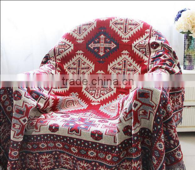 Boucle throw blanket french tapestry jacquard woven blanket