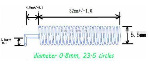 SW433-TH32 - NiceRF 433mhz 32mm high performance Copper RF helical antenna