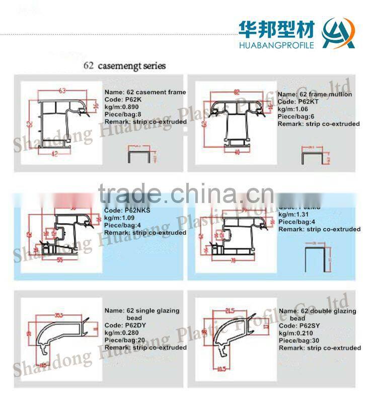 building pvc casement window profile