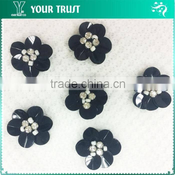 Red Rhinestone Spot Shinning Pink Sequin White Felt Applique Patch