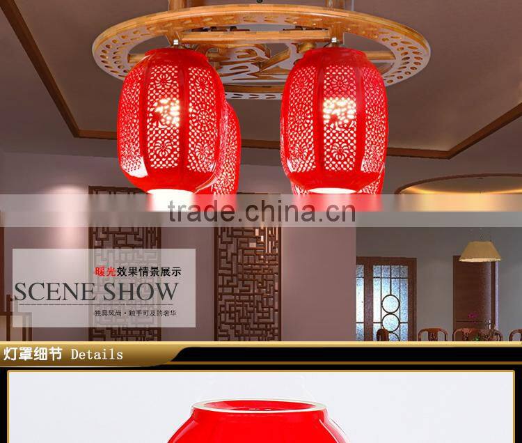 Vintage Chandelier 4 Light Classic Porcelain Wood ceiling light Hall Living Room