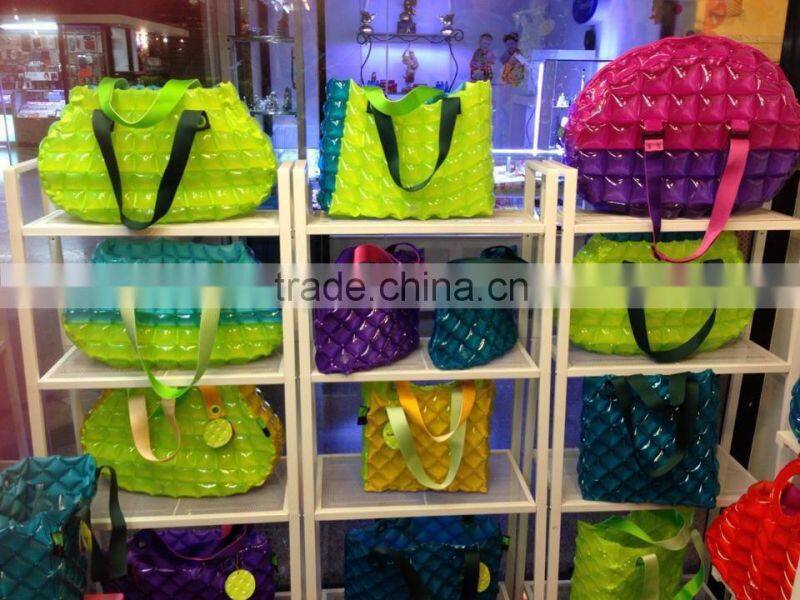 transparent pink inflatable air bag for shopping