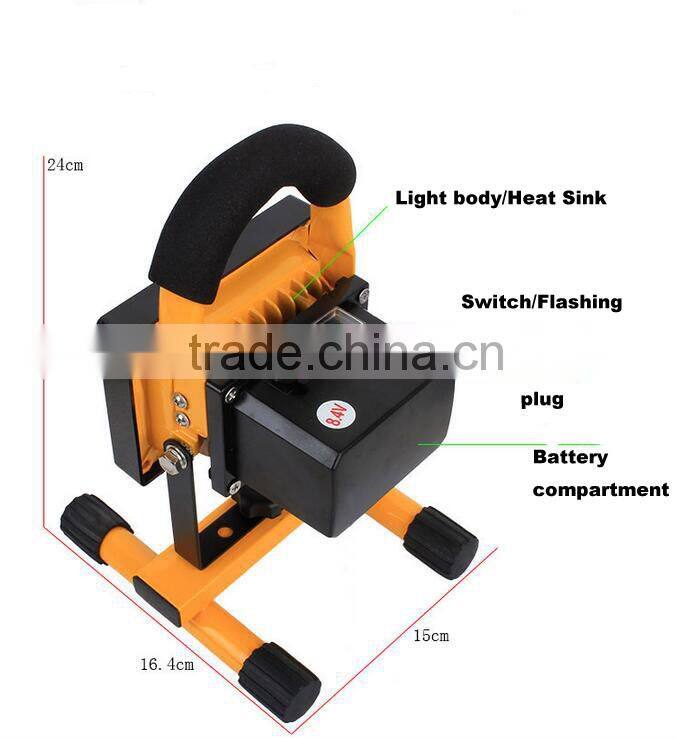 H01 10w 6led Led flood light Outdoor rechargeable searchlight caving led camping lighting
