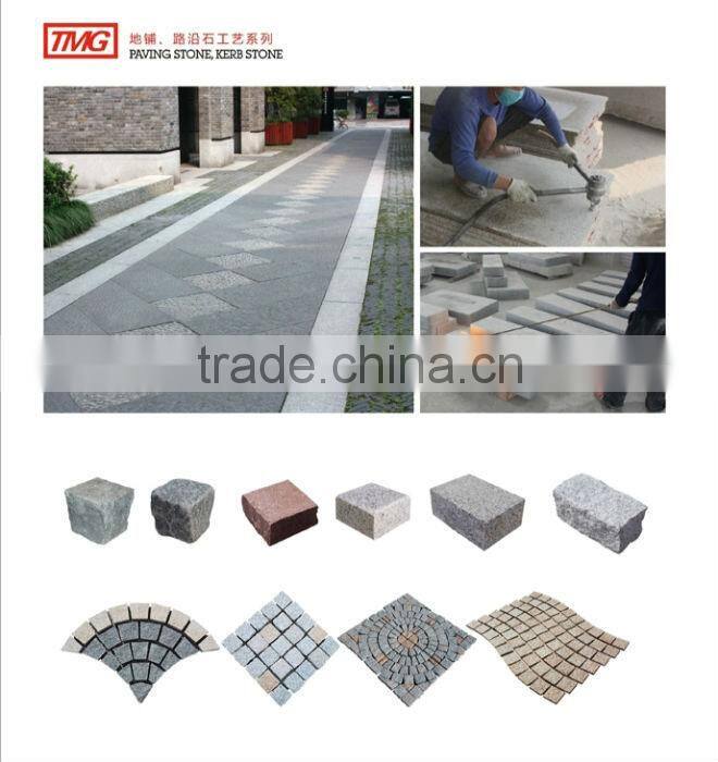 Flower design paving stone red granite cube for plaza