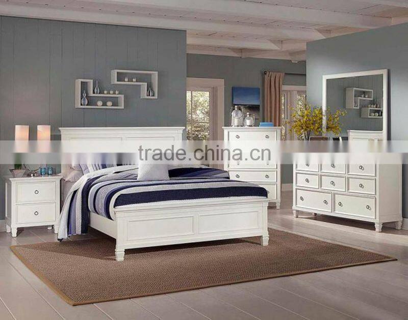 Yihua Tamarack White Master Bedroom Round Platform Bed Queen Size