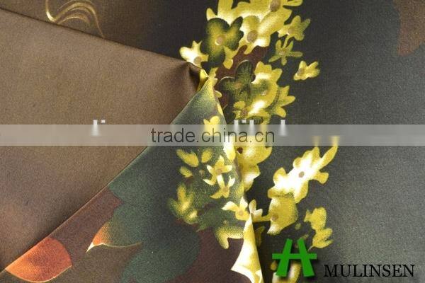 Shaoxing Textile Polyester 50D floral satin dress fabric/ satin nightwear fabric