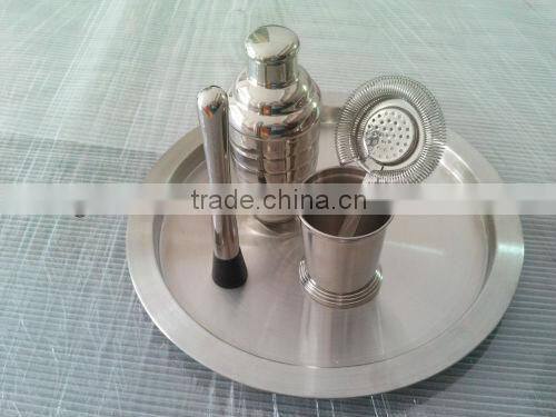 Round shape stainless steel tray, metal serving plates