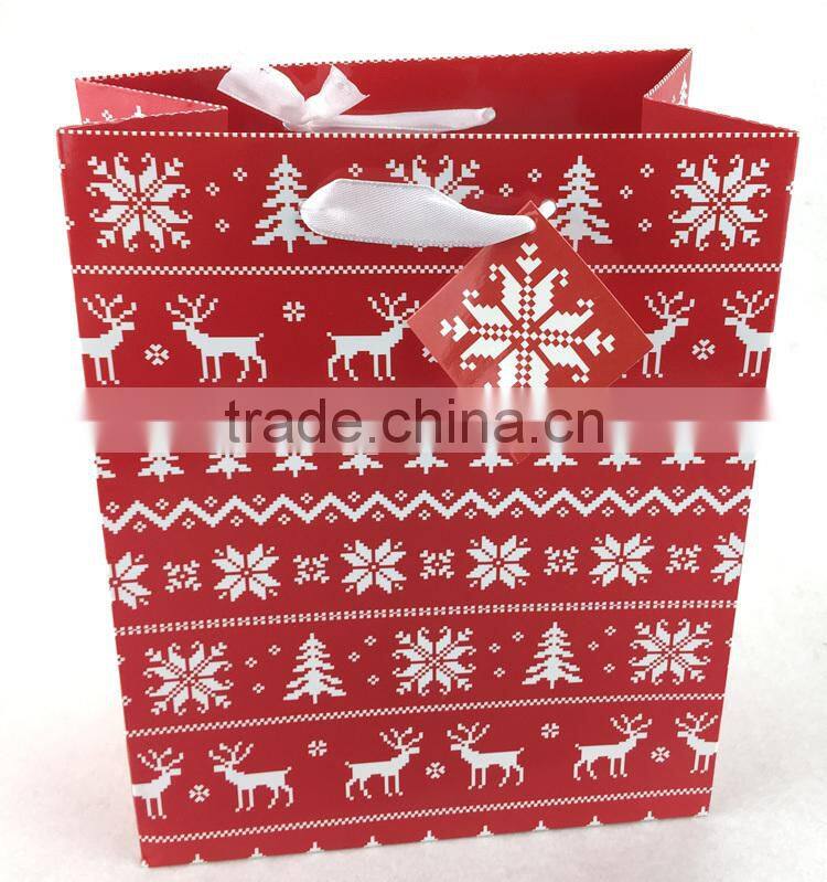 Christmas Medium Bag Gift Bag White satin Ribbon and tag