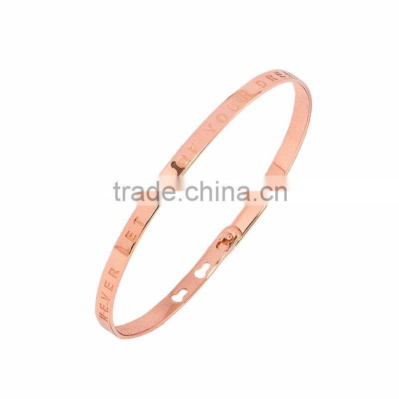 Memories Bangles with Customize Design Word 'NEVER LET GO OF YOUR DREAM' with 4mm/7mm Width