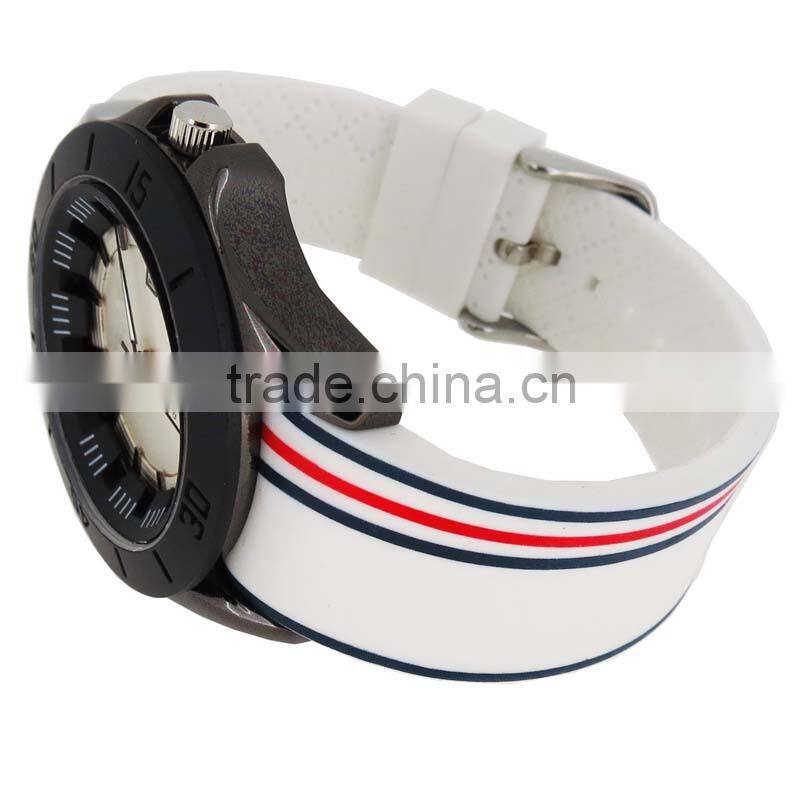 Leather strap sport men watch whit japan movt