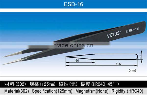 cleanroom Acid resistant ESD stainless steel tweezers
