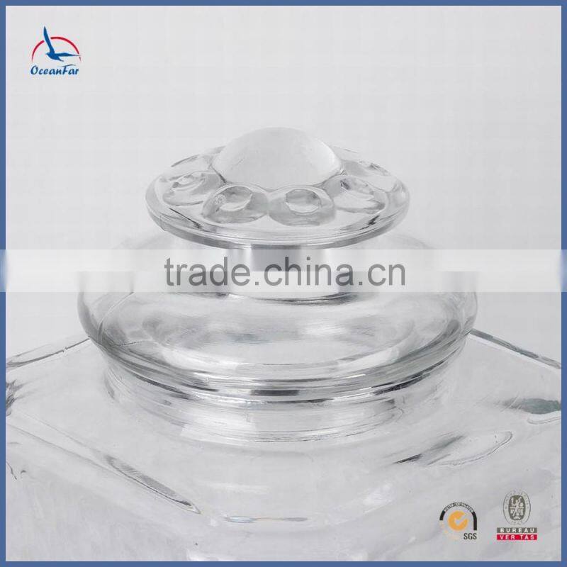Best Selling Clear Juice Glass Jar Square Glass Water Dispenser Tap Jar With Water Faucet