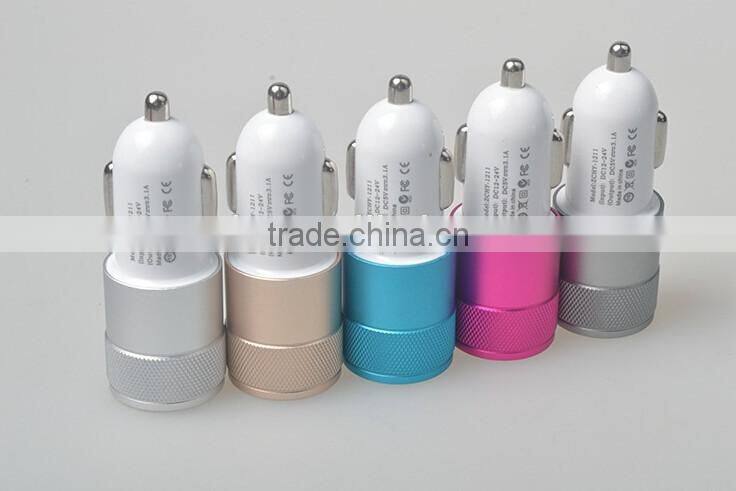 Cheap Wholesale Colorful Dual USB Car Charger for iphone Promotional customized mini Universal USB Car Charger 5V 2.1A