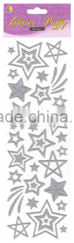Fashional Decorative 3D Glitter Puffy Sticker For Kids