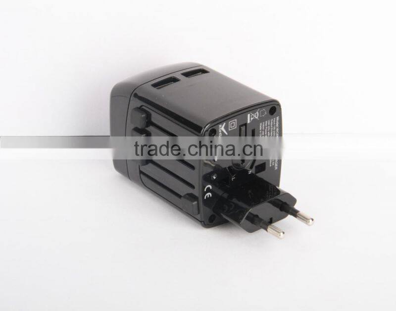 US UK EU AU Universal All In One International Travel Power Plug Adapter Charger With 2 Port 1 USB for Cell phone