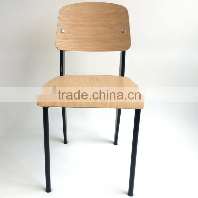 TDC-193-2 QVB HANGZHOU JIANDE TONGDA KOREA STYLE HPL VENEER BENTWOOD SEAT AND BACK BLACK POWED COATED STEEL FRAME DINING CHAIR