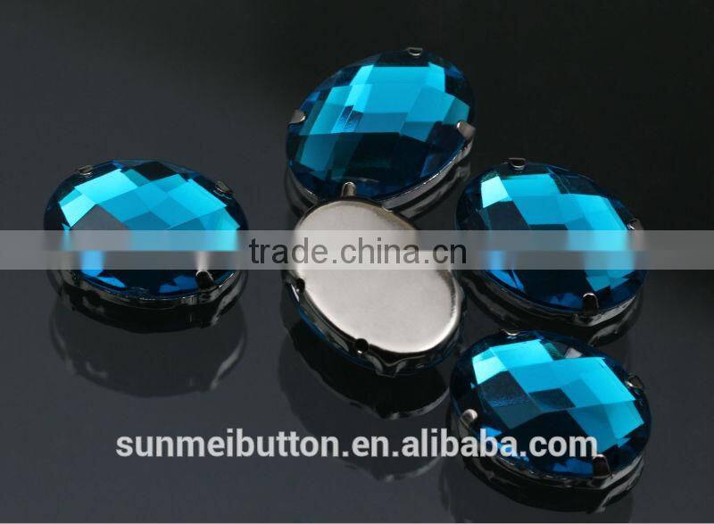 Decorative Oval Metal Clawed Acrylic Plastic Stones Trimming
