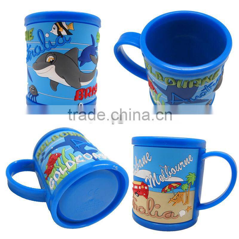 custom 3d cartoon pvc mug with handles