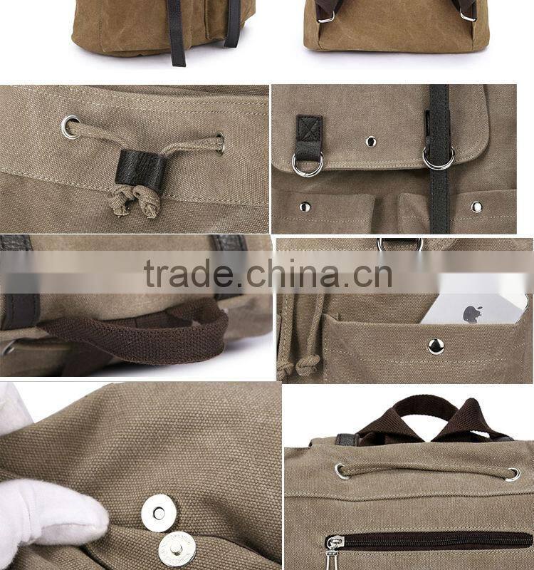 vivisecret China wholesale canvas leather backpack, fashion leisure satchel rucksack for boys