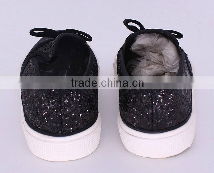bow decorated giltter fancy vulcanized shoe women sneakers cheap casual canvas shoe woman