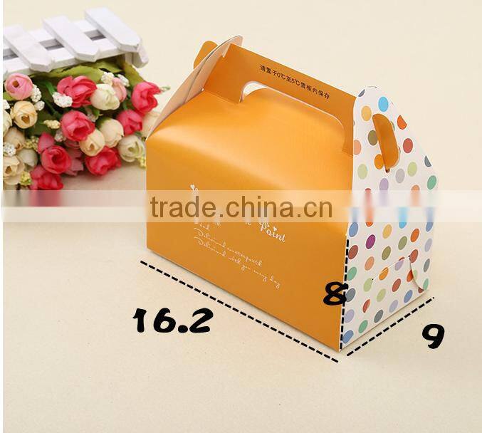 cheap large colour yellow kraft paper cake box with handle cracker box Muffin box