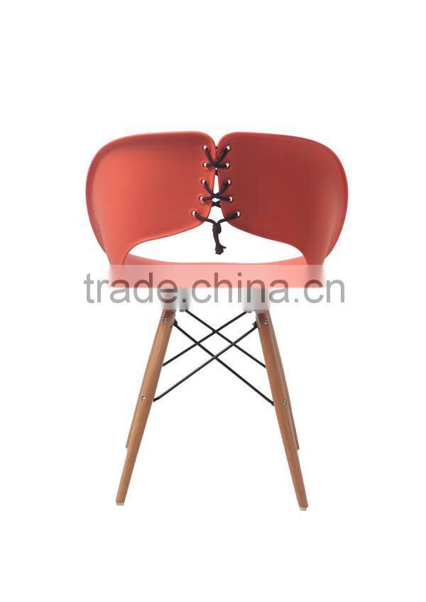 Molded Color Plastic Chair with Wood Eiffel Legs Plastic Chair HC-N018
