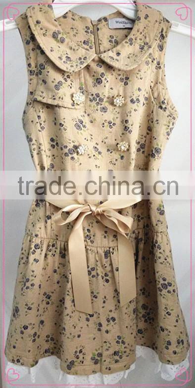 children girl fashion flower print dress