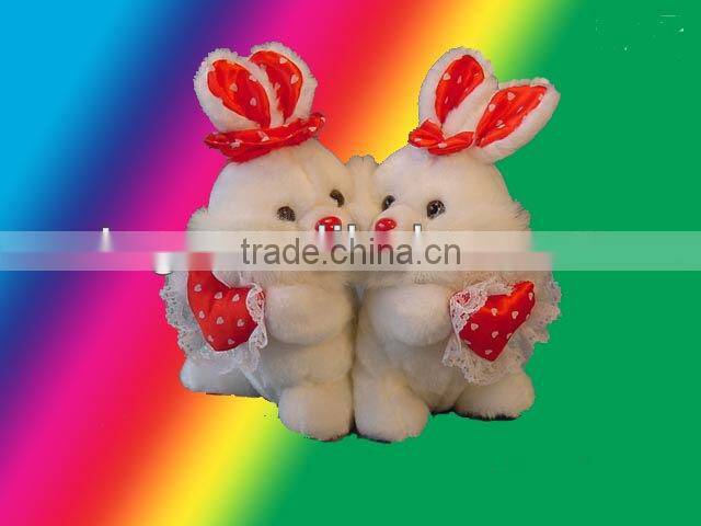 Lovely Valentine Twin Rabbit with heart cushion