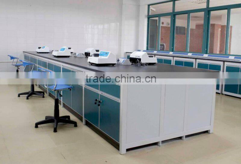 Steel H-Frame Lab Square Center Table With Wooden Drawers & Tool Cabinet in Biology/Chemistry/Pathology Laboratory Furniture