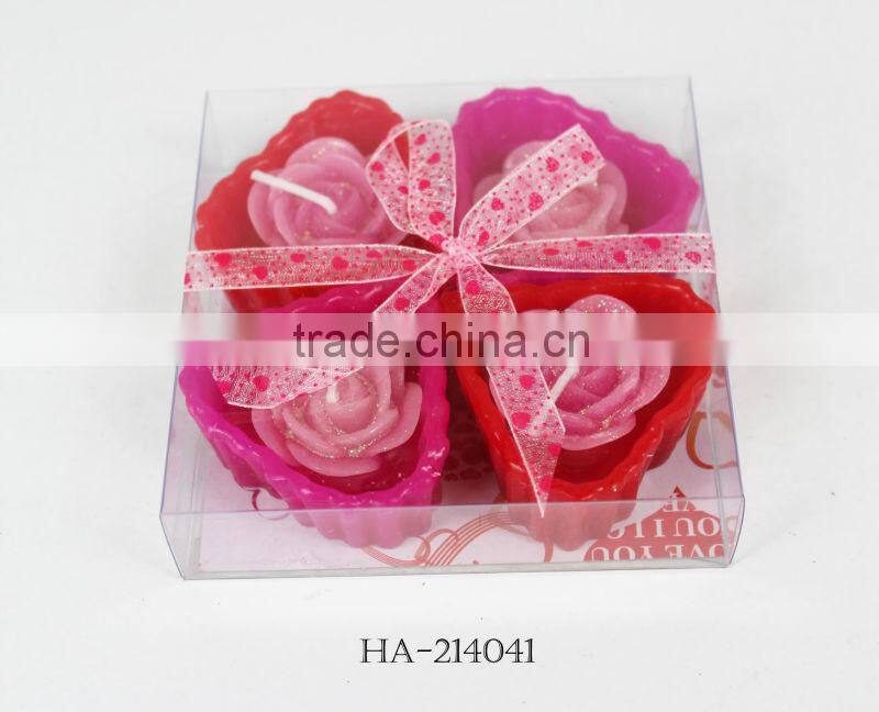 valentines heart shape tealight candle with candle holder gift set