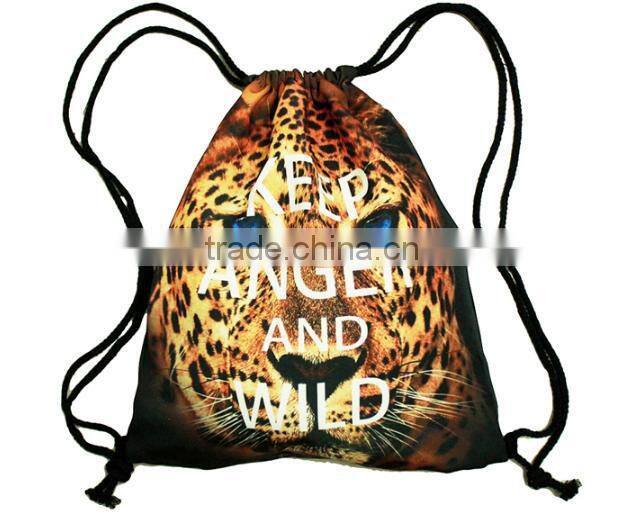 Foldable Tiger Zebra girls 3D printing animal draw string canvas Back pack bag