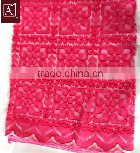 2016 Rose-carmine lace fabric designs for women dress