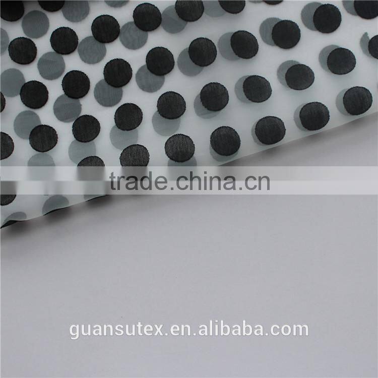latest style organza burn out lace fabric, dot design lace fabric for women fashion dress