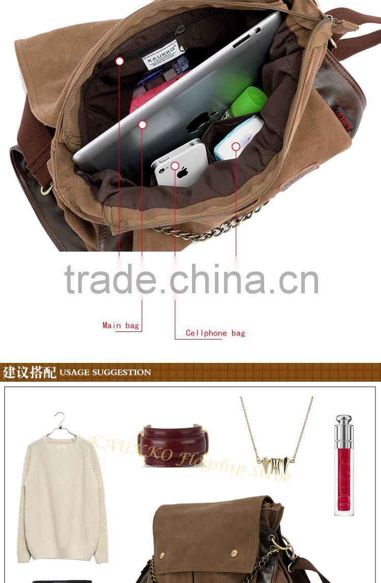 16 OZ Canvas High Density of Customize Messenger Bag For Lady Messenger Bag Women and Men Bag Wholesale